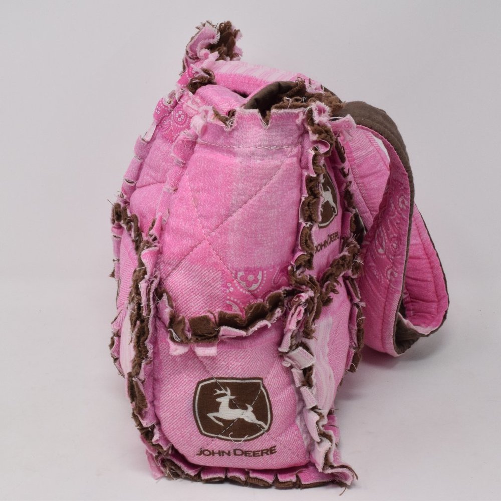 John Deere Handmade Purse Quilt Pink Brown White - Picture 4 of 15